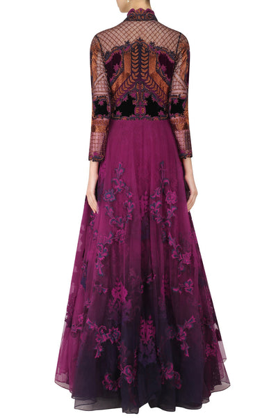 Purple color Indo Western Gown – Panache Haute Couture