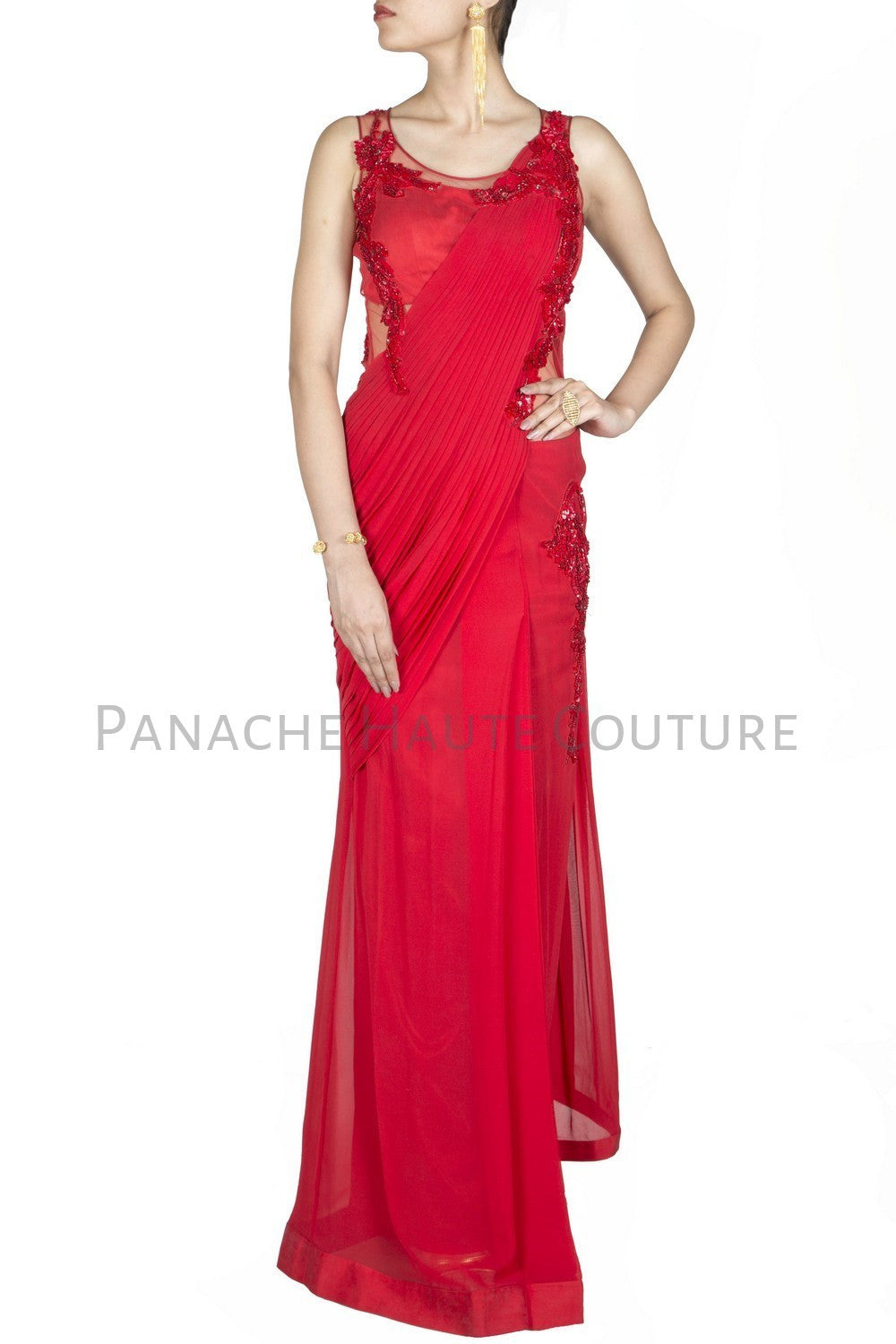 chiffon saree gown