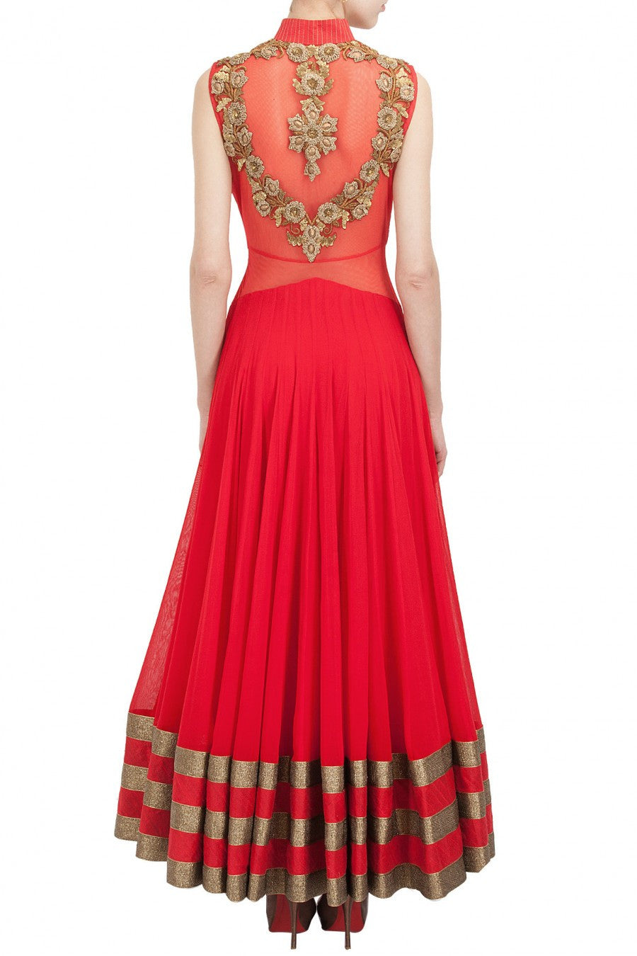 red colour frock suit