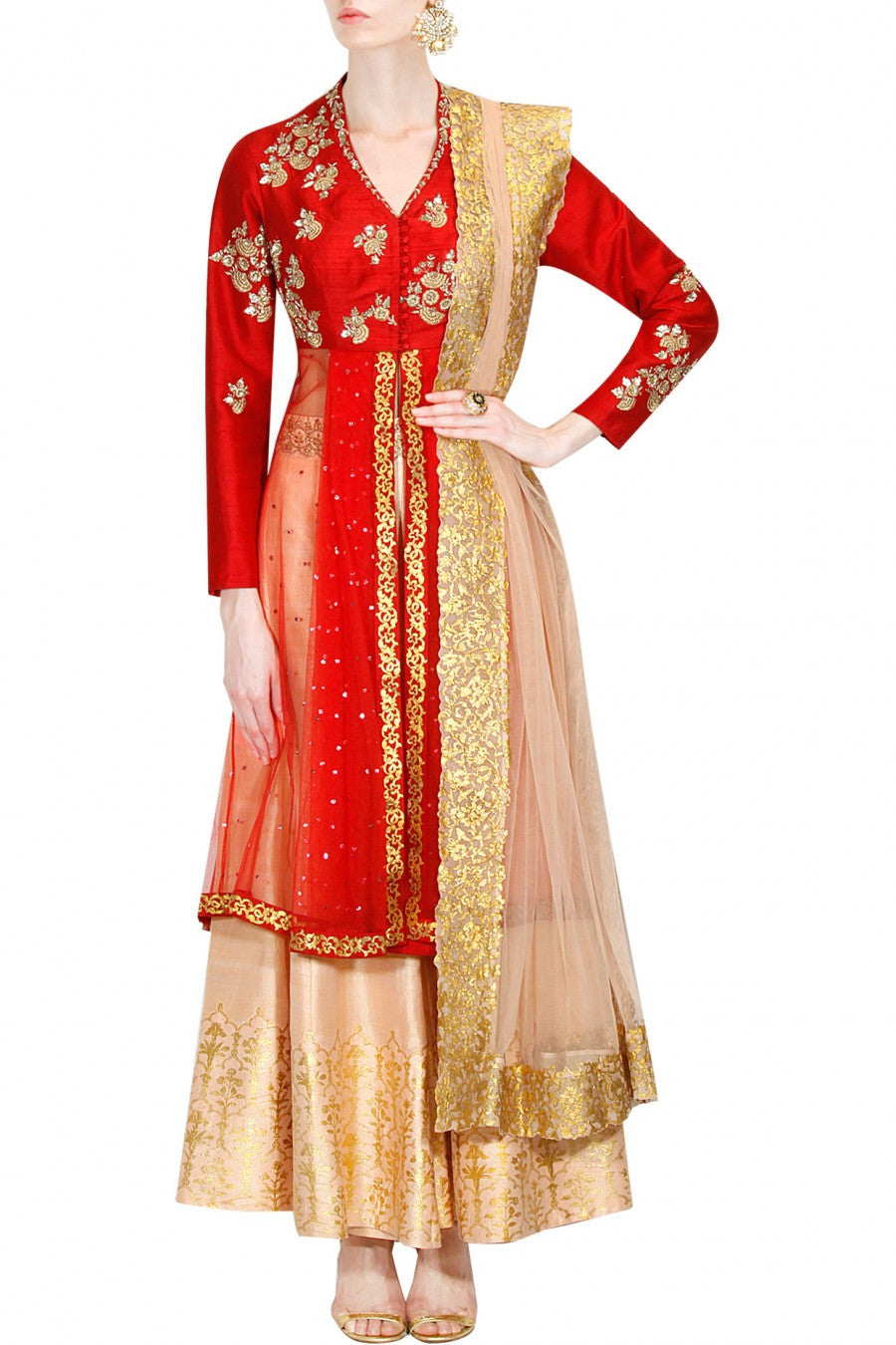 sharara in red colour