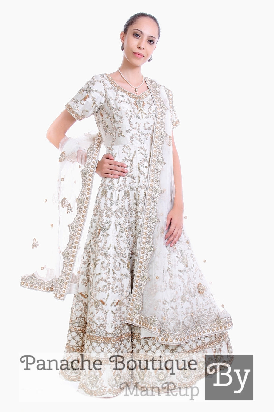 white color anarkali