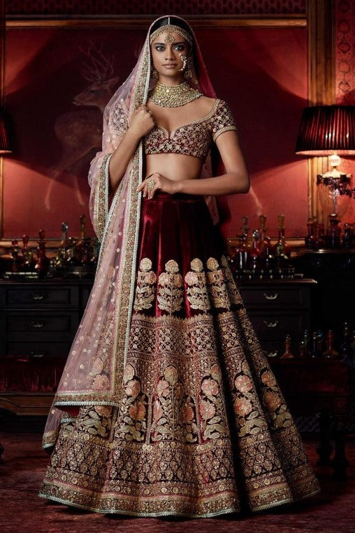 bridal lehenga mehroon colour