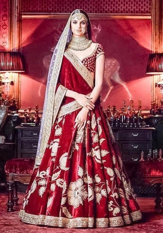 Showcasing a Beautiful Sabyasachi Designer Bridal Lehenga Choli, Gleaming Red  Colored Indian Pakistani Bridal Lehenga Choli for Women - Etsy