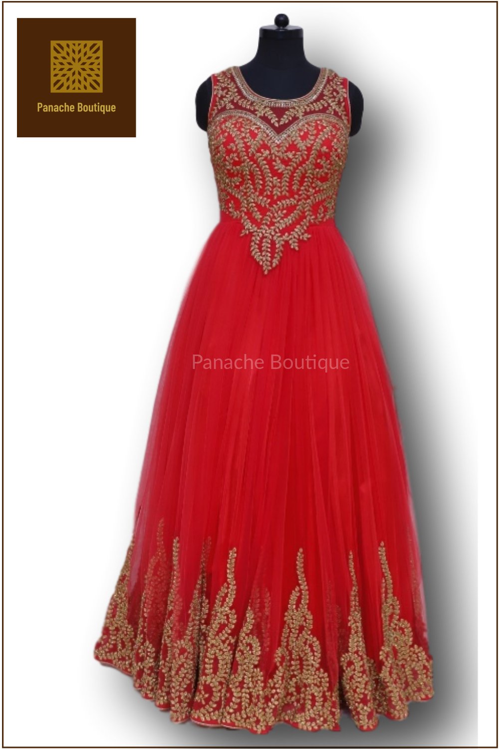 red indo western dress