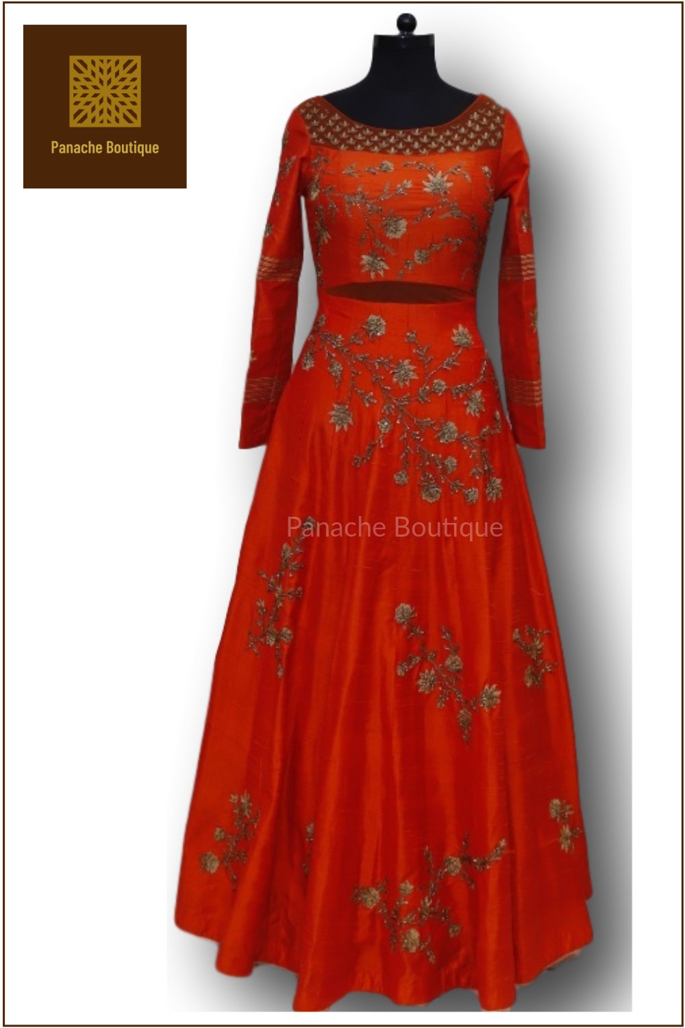 orange colour anarkali