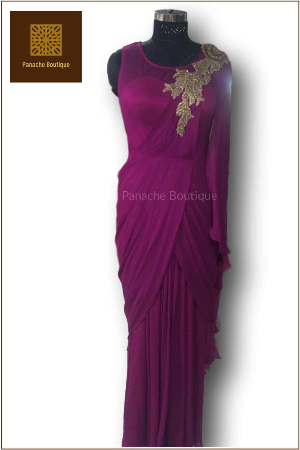 purple colour gown design