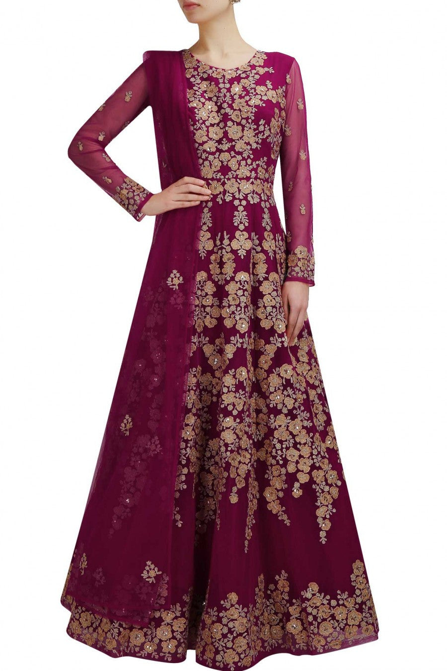 purple colour anarkali