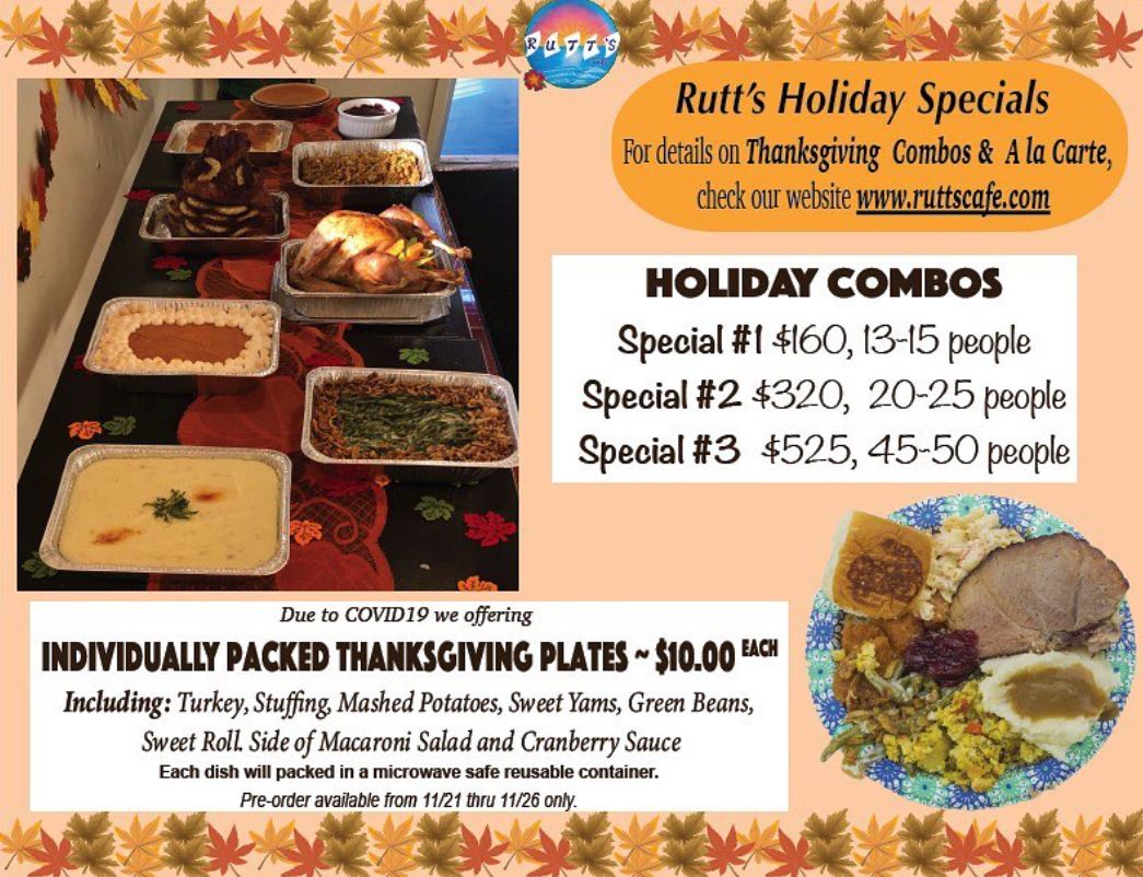 Rutt's Hawaiian cafe thanksgiving catering order