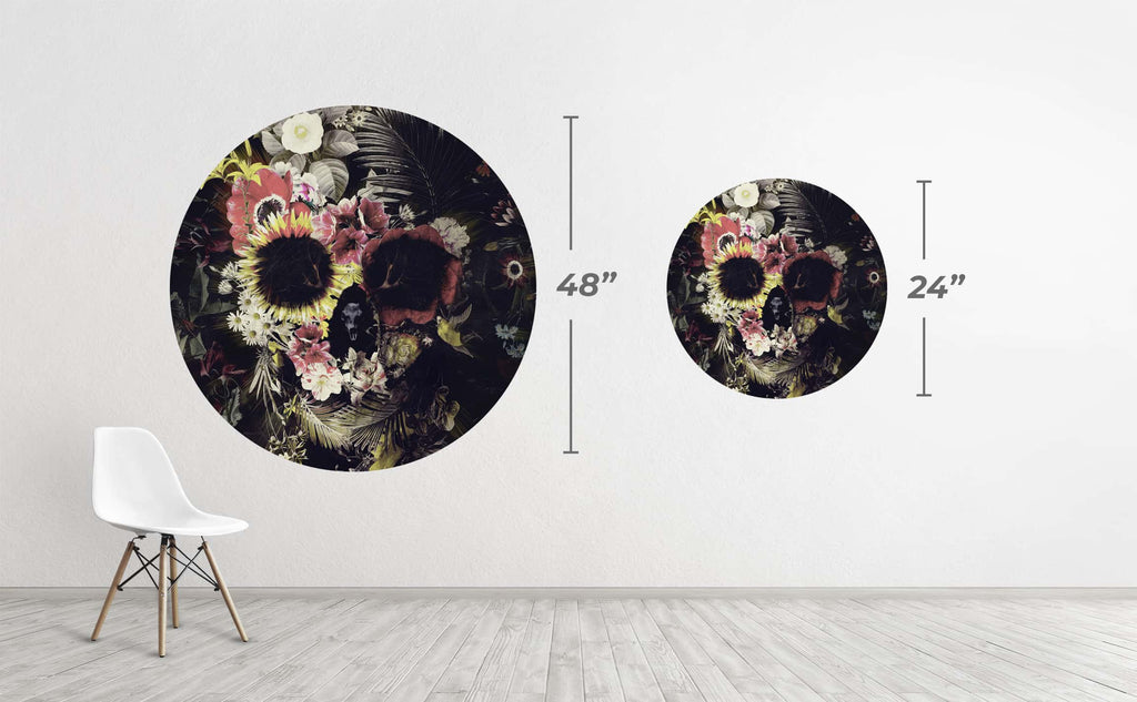 Warped Garden Skull | Circle Wall Decal | WallsNeedLove