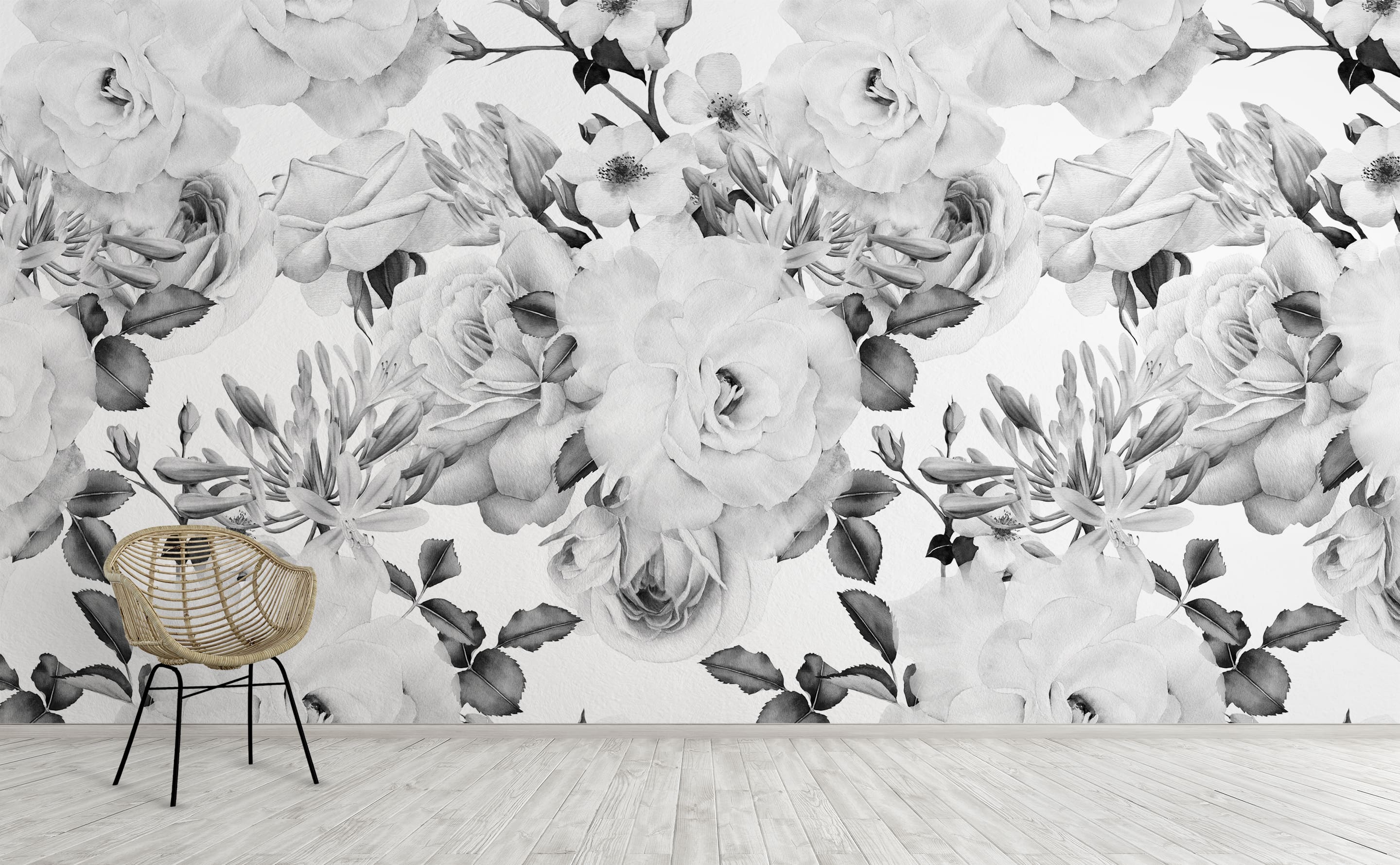 black white flower wallpaper