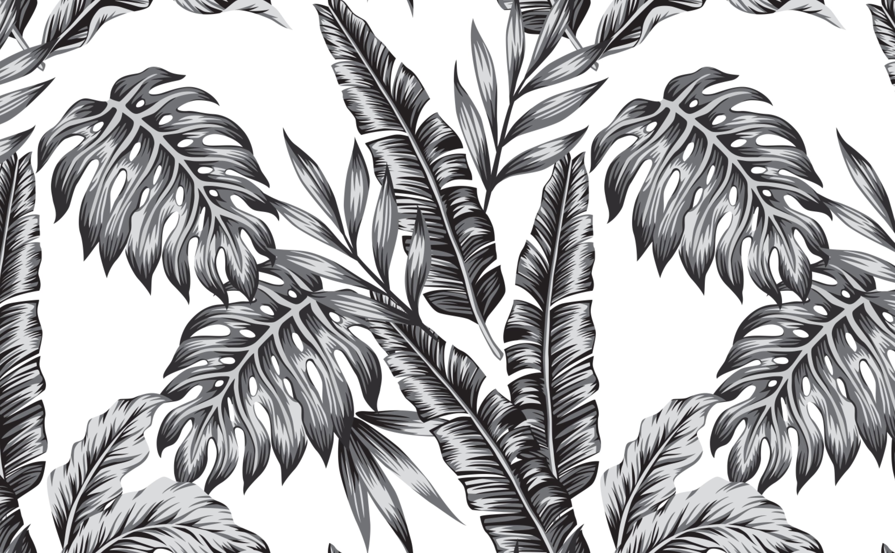 Palm Leaves Tropical Wallpaper for Walls | Retro Palms Black