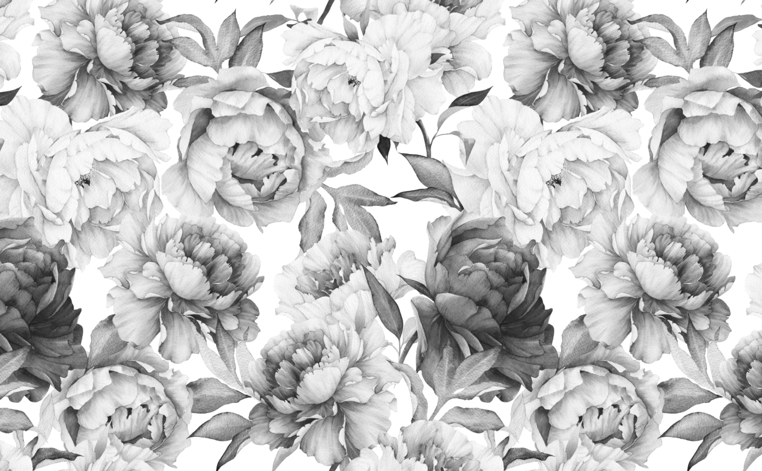 Bold Floral Pattern Wallpaper for Walls | Clara Black & White