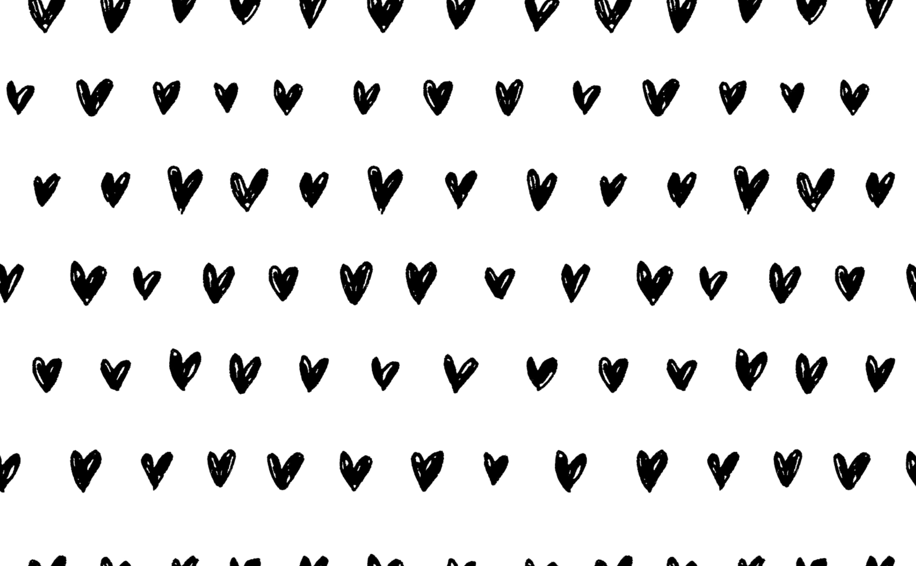 Rows of Black & White Hearts Wallpaper for Walls | Inked Hearts
