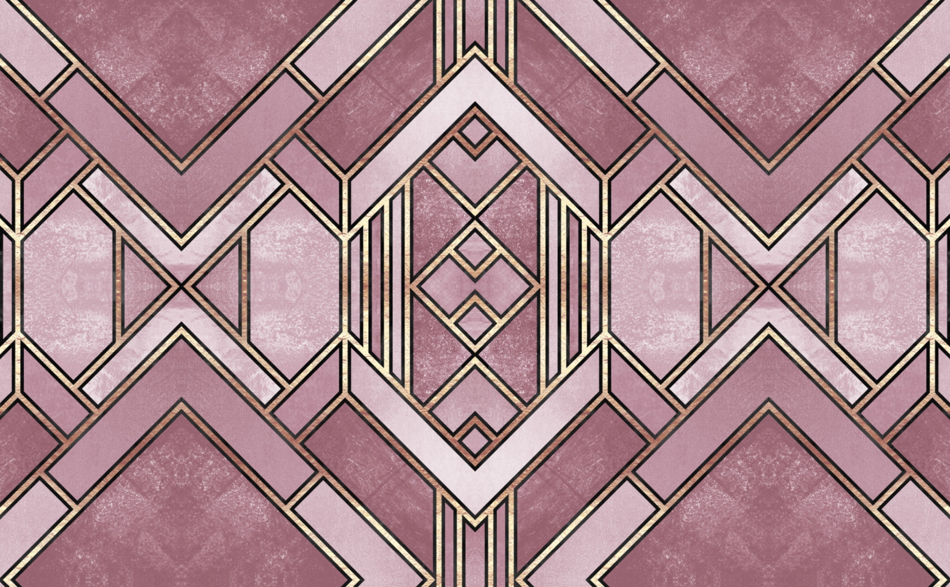 Art Deco Diamond Pattern Wallpaper For Walls Golden Geo