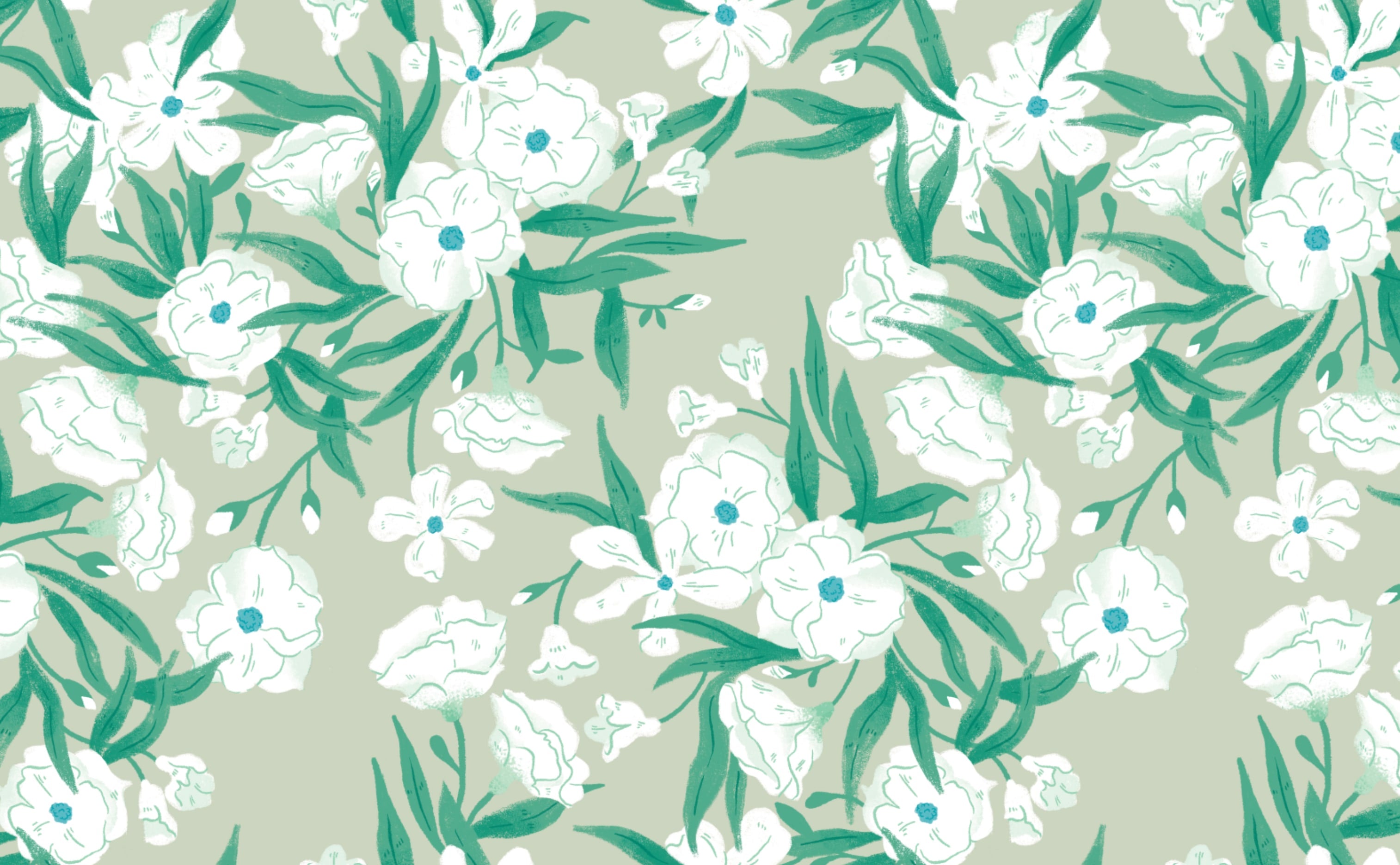 Floral Pattern Wallpaper for Walls | Fleurs Vert