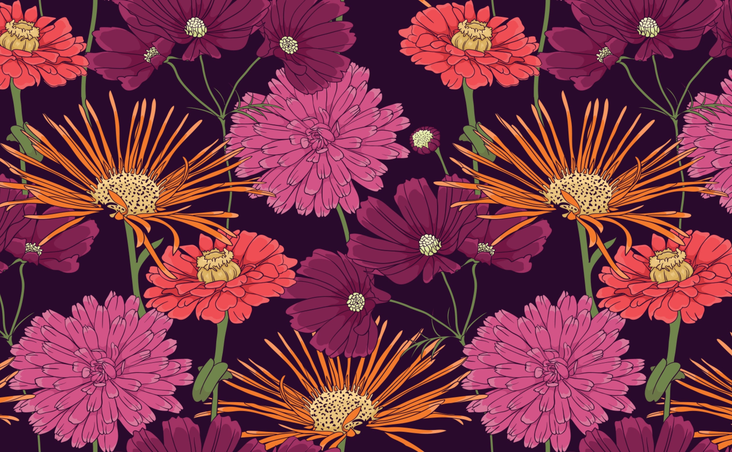 Bold Flower Blossoms Wallpaper for Walls | Lavender Flowers