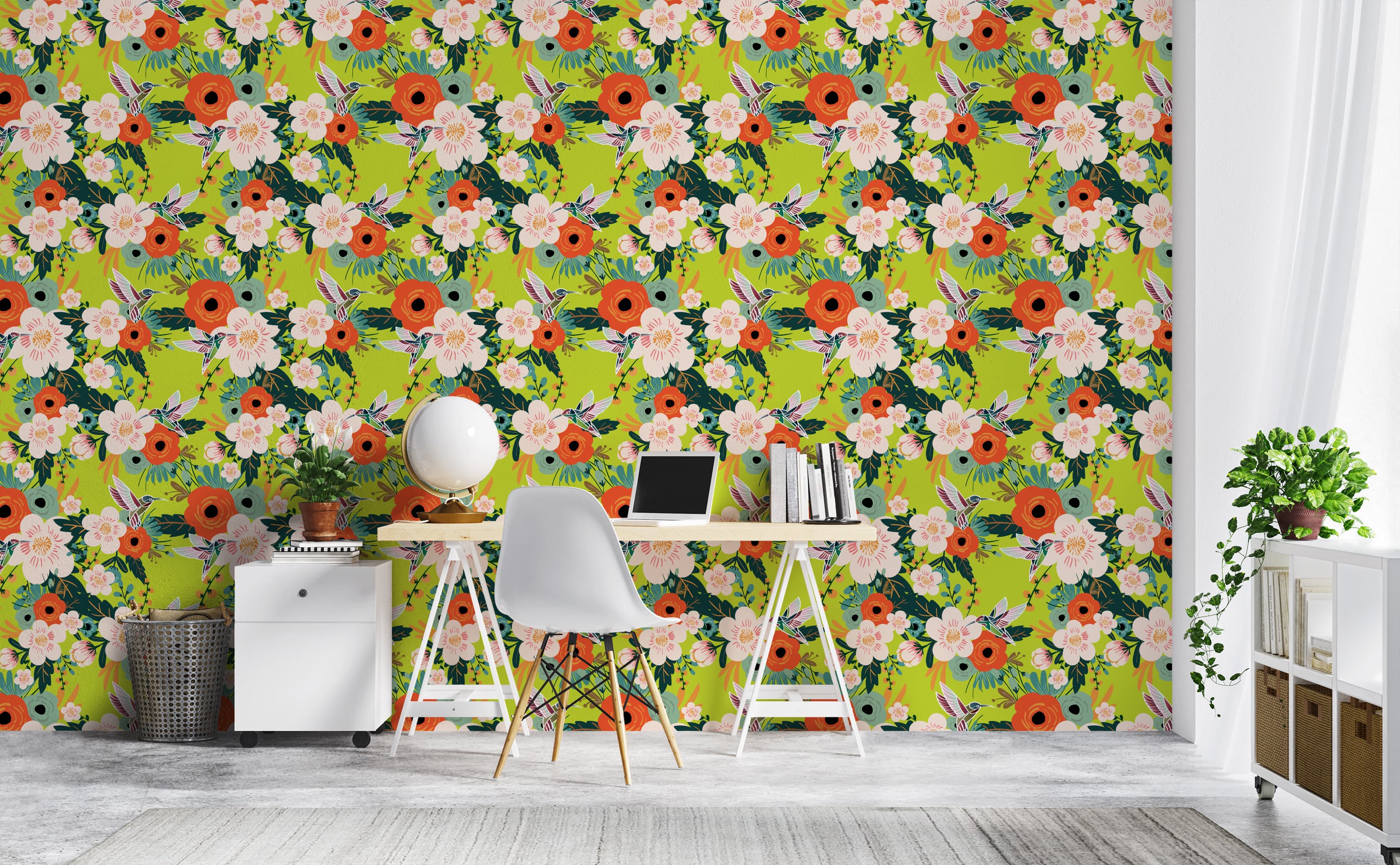 Modern Flowers & Birds Wallpaper for Walls | Monocot