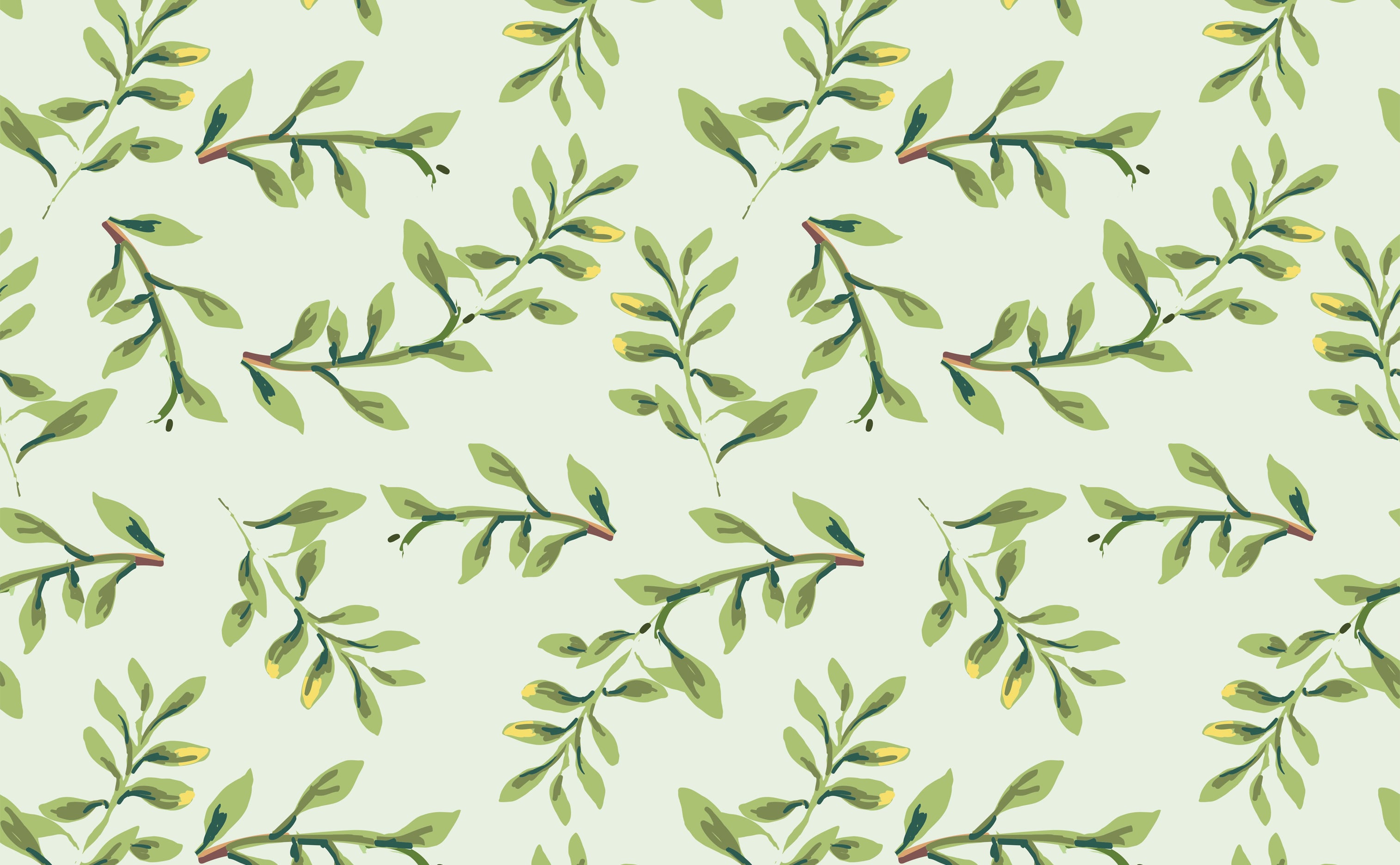 Twiggy Sprigs Of Leaves Wallpaper Wallsneedlove