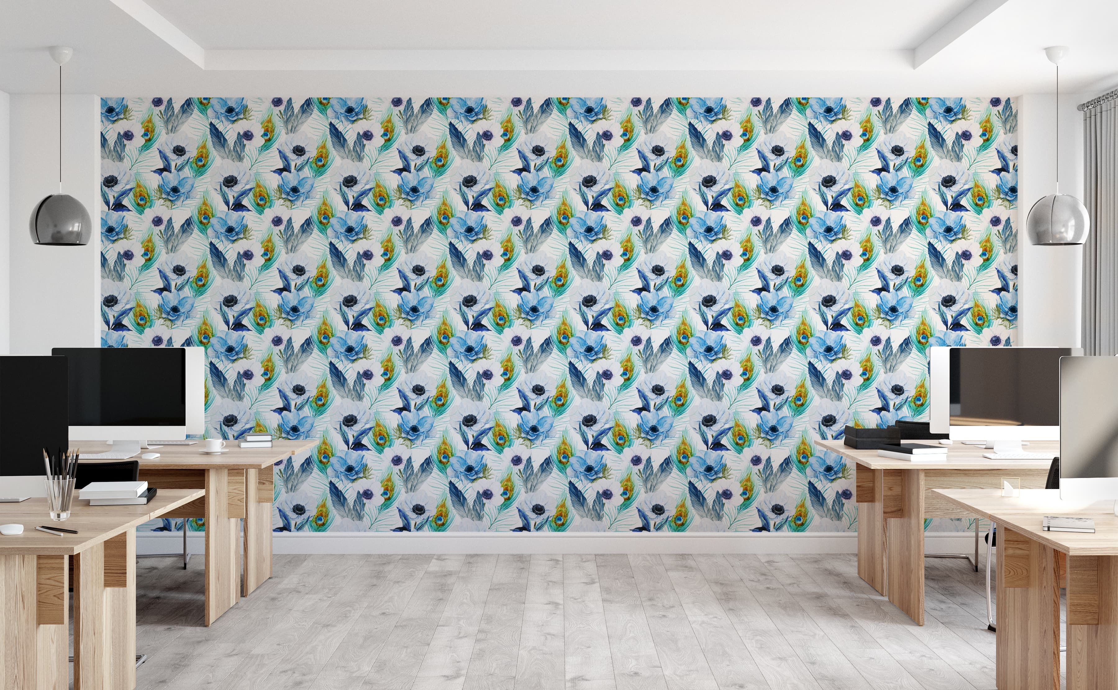 Tempaper Peonies Peacock Blue  Gold Peel and Stick Wallpaper Covers 28  Sq Ft PE10633  The Home Depot