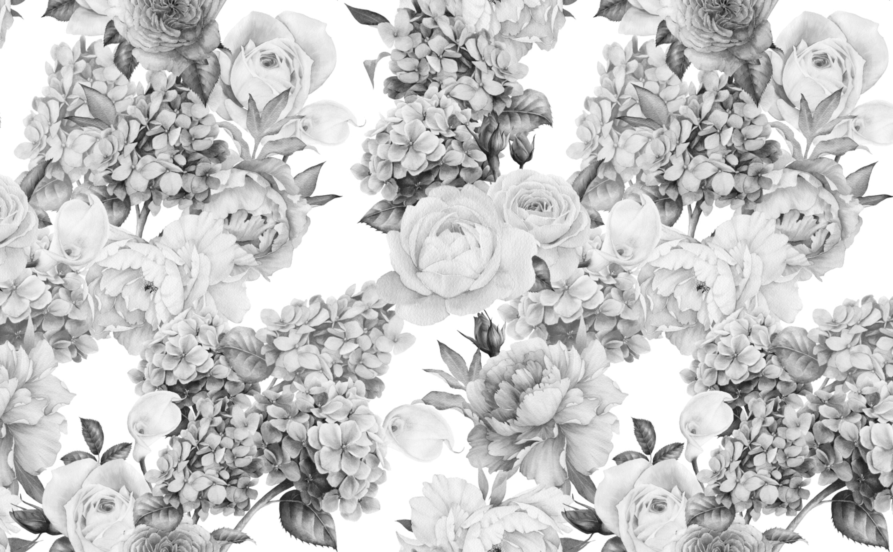 SIMPLIFY Black and White Floral Adhesive Wall Paper 3004-BW - The Home Depot