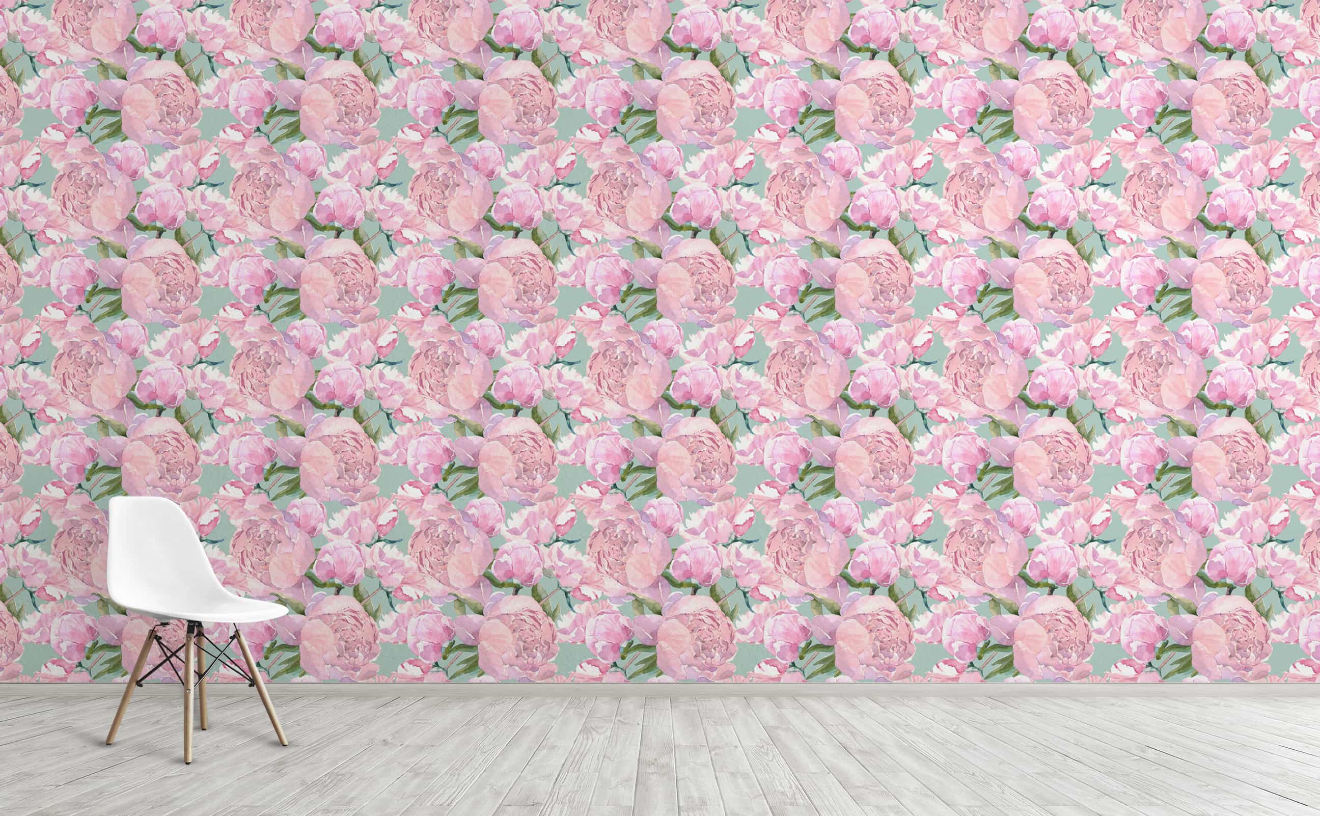 Watercolor vintage pink peony sage background Wallpaper for Walls | Pretty  in Peony