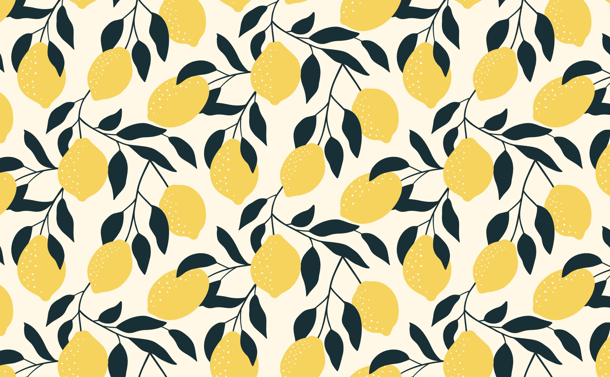 Bright contrasting lemons and leaves Pattern Wallpaper for Walls | Lemony  Fresh
