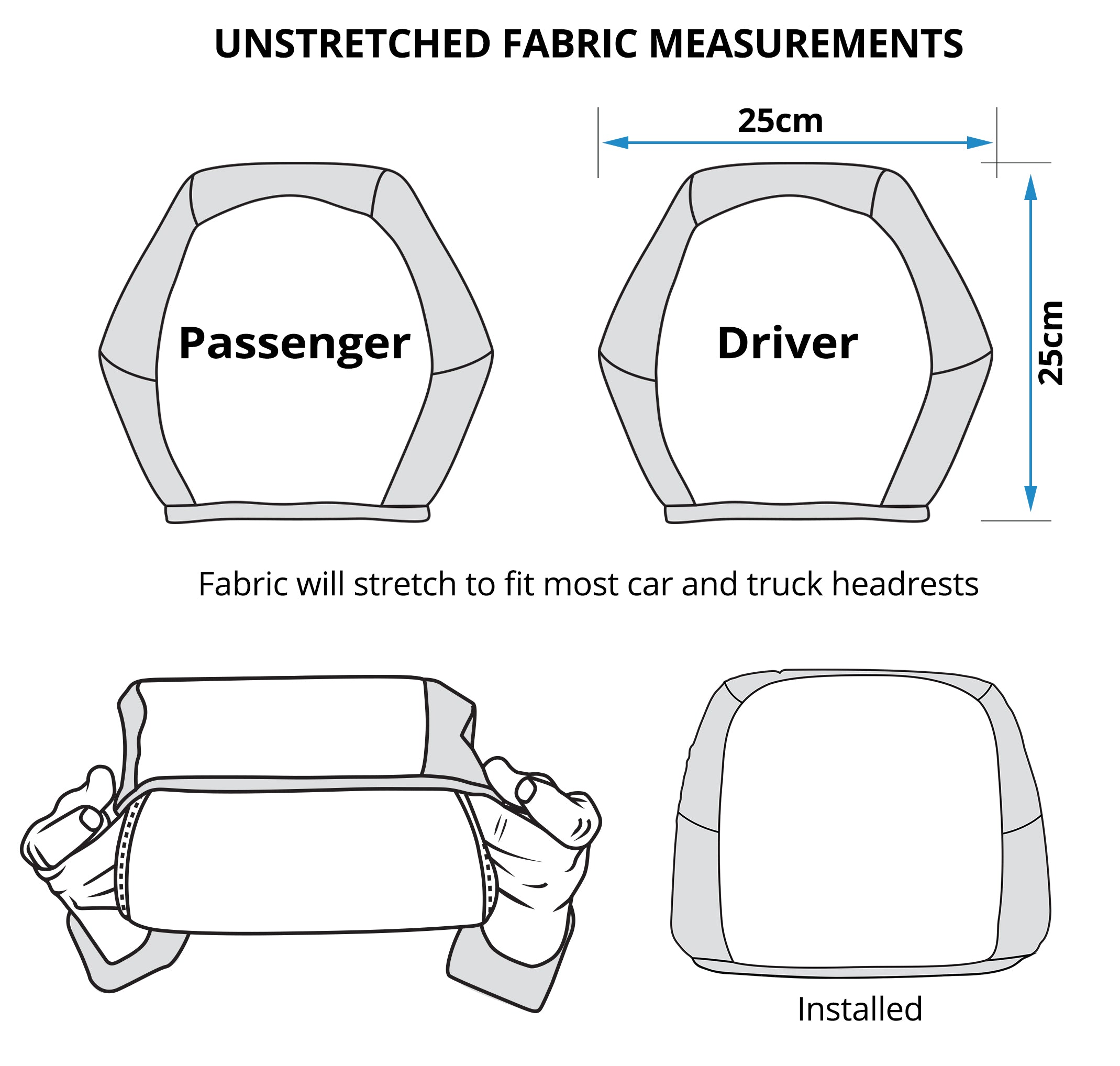 Headrest Covers Size Chart