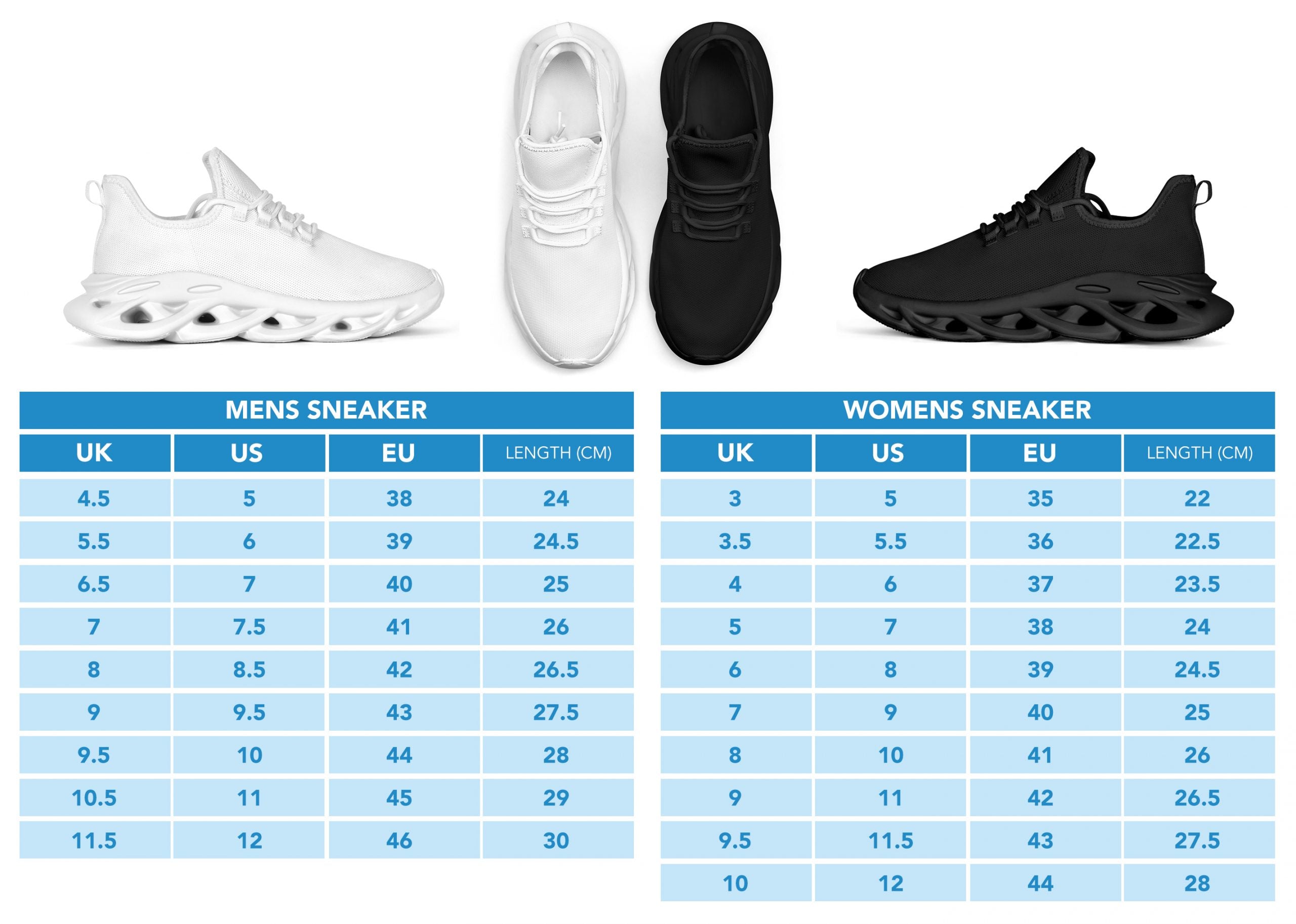 M-Sole Sneakers Size Chart