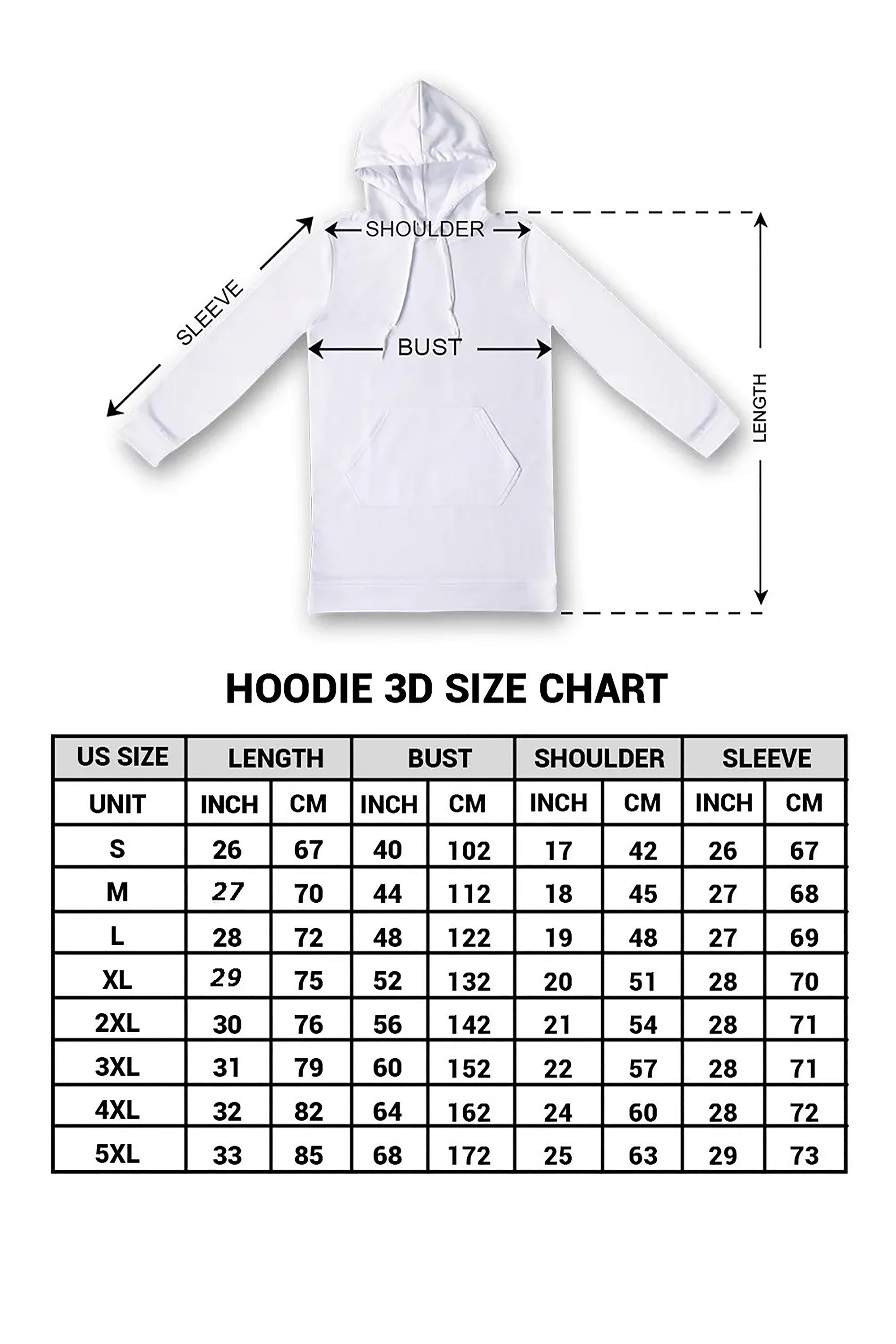 Sherpa Hoodie Size Chart New