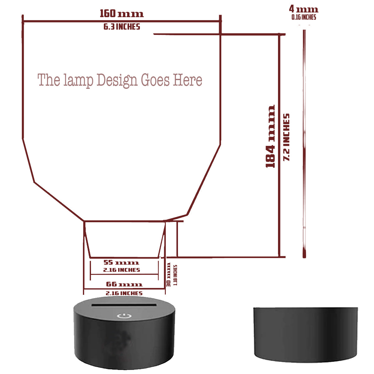 racing is in my blood 3D Led lamps sizing chart