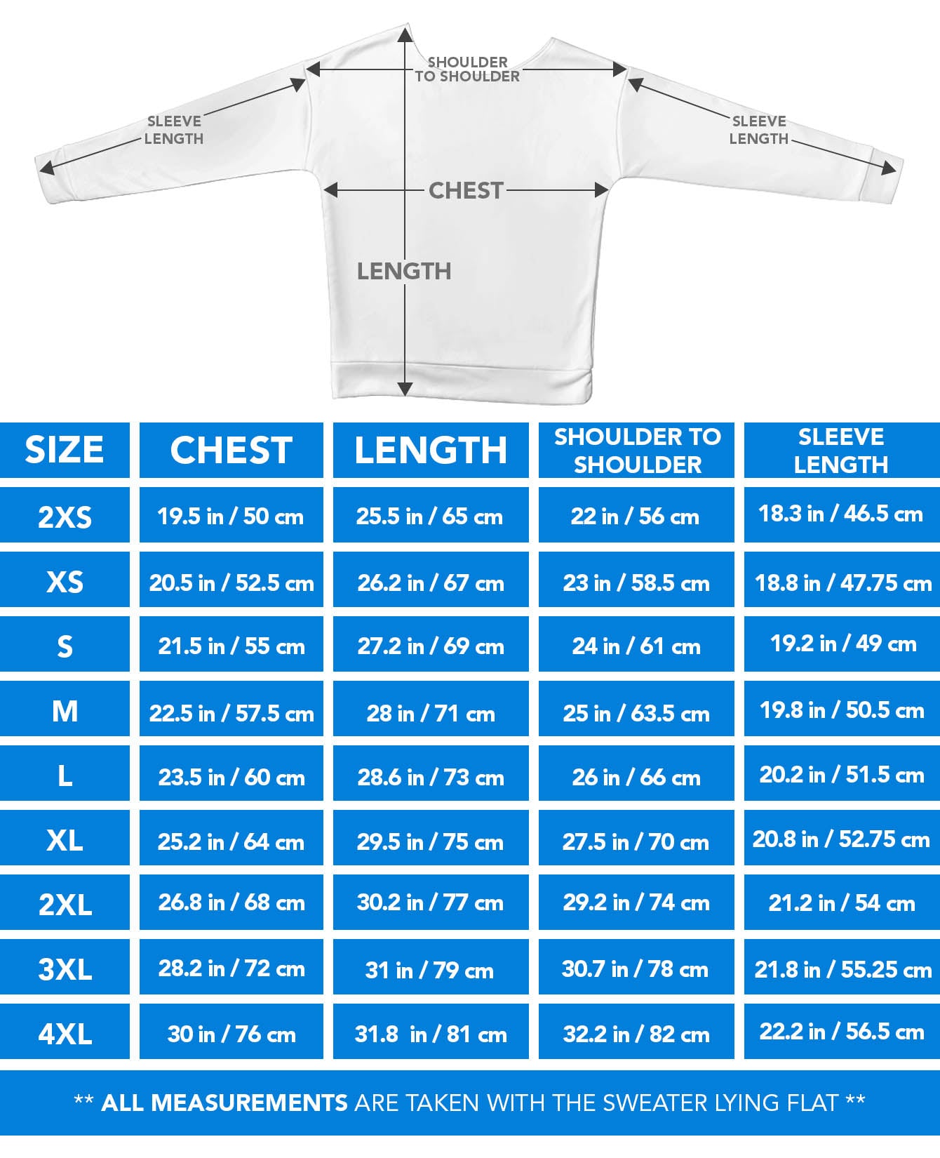 OFF Shoulder Sweater Size Chart