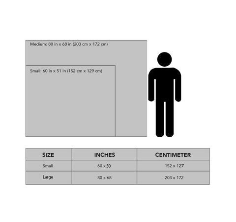 Racing Tapestry sizing chart