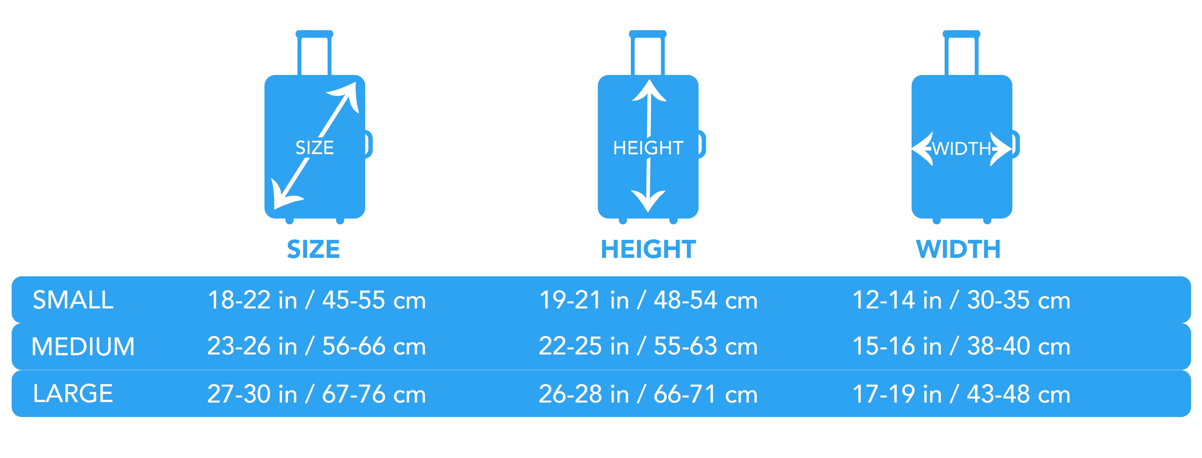 Luggage Cover Size Chart