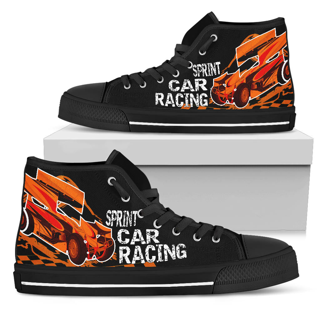 Sprint Car Racing High Top Shoes Orange