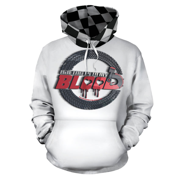 Racing Is In My Blood All Over Print Hoodie White