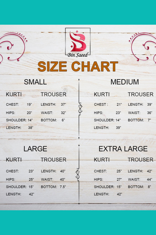 Bin Saeed Size Chart