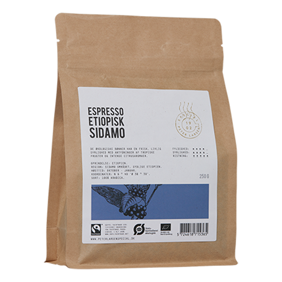 Se ESPRESSO ØKOLOGISK SIDAMO FAIRTRADE hos Peterlarsenkaffeshop