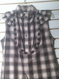 Women's Cotton Black & Gray Checked Dress (01210)