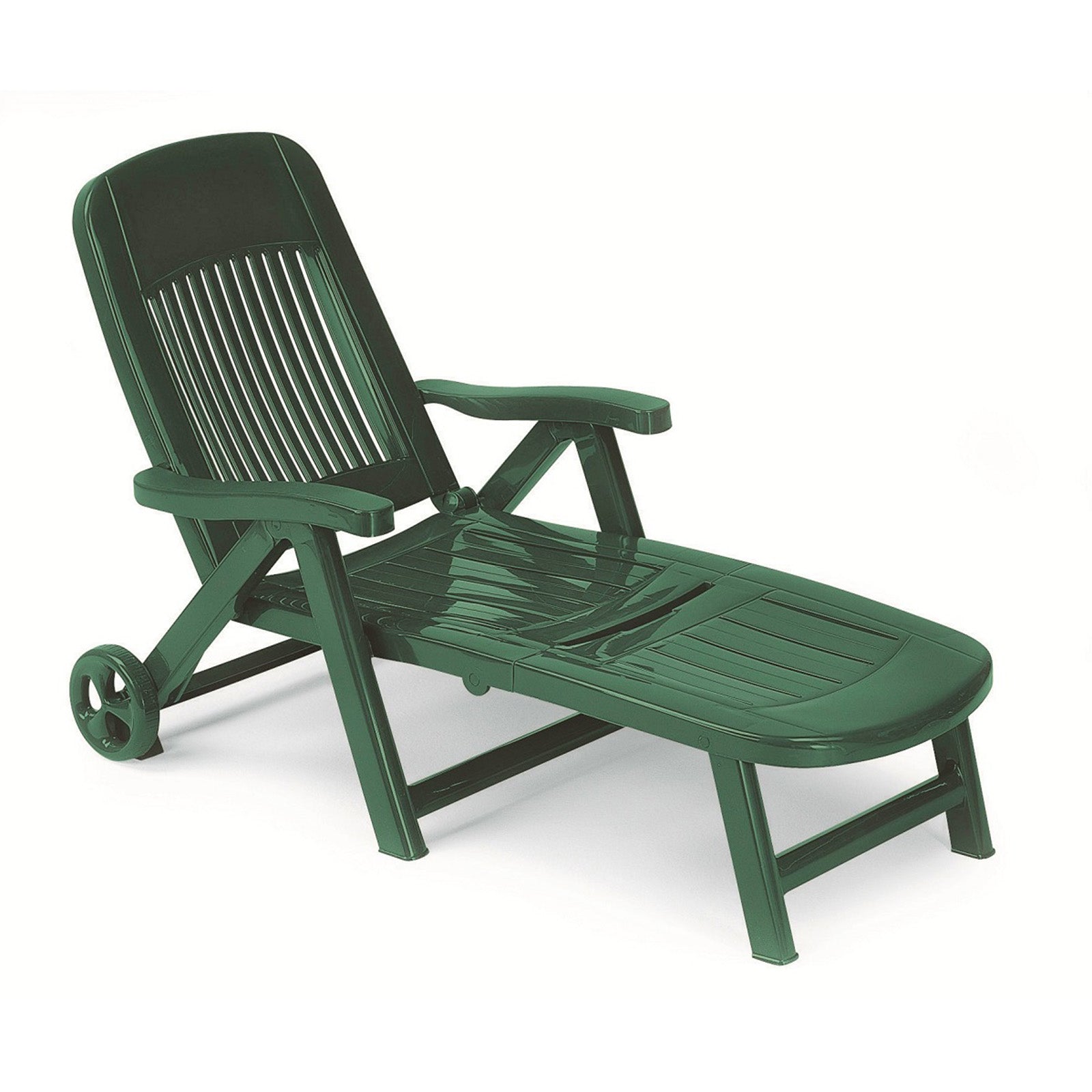 green plastic sun loungers with wheels