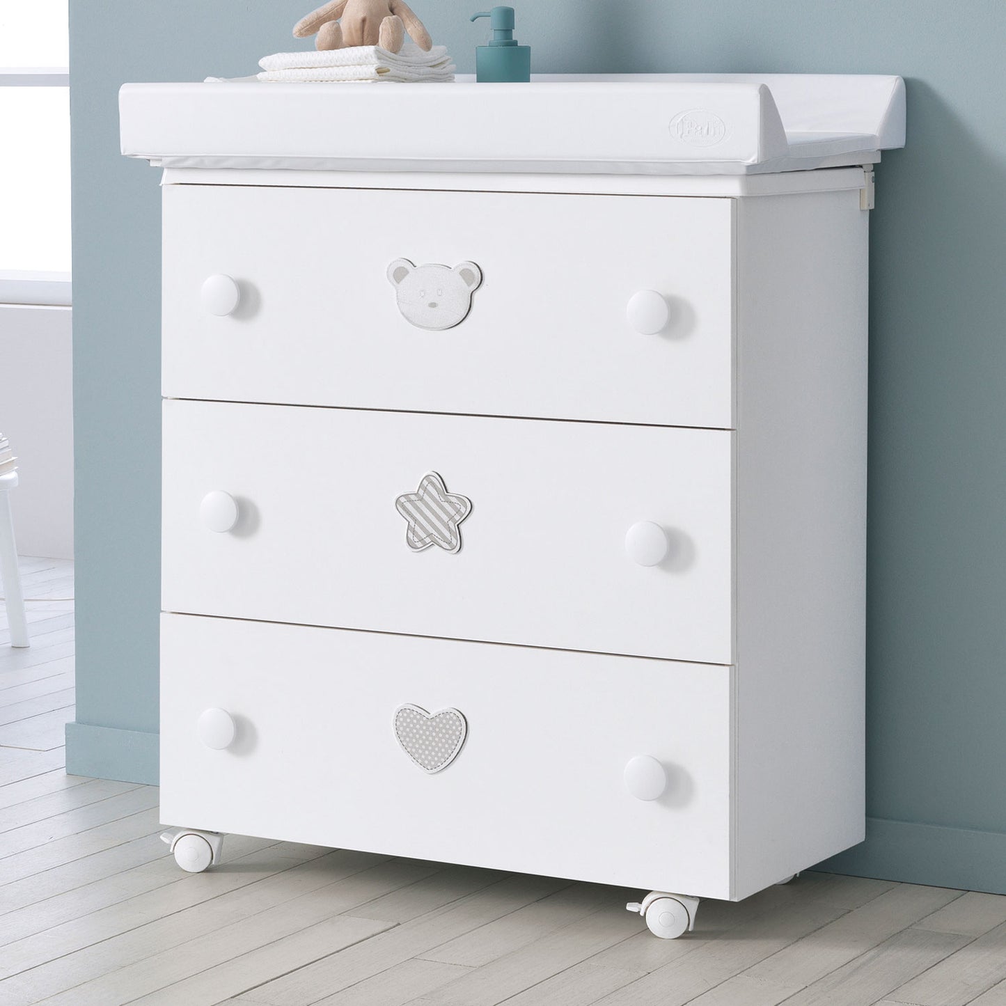 Birillo Changing Table-Baby Bath with 3 Drawers by Pali