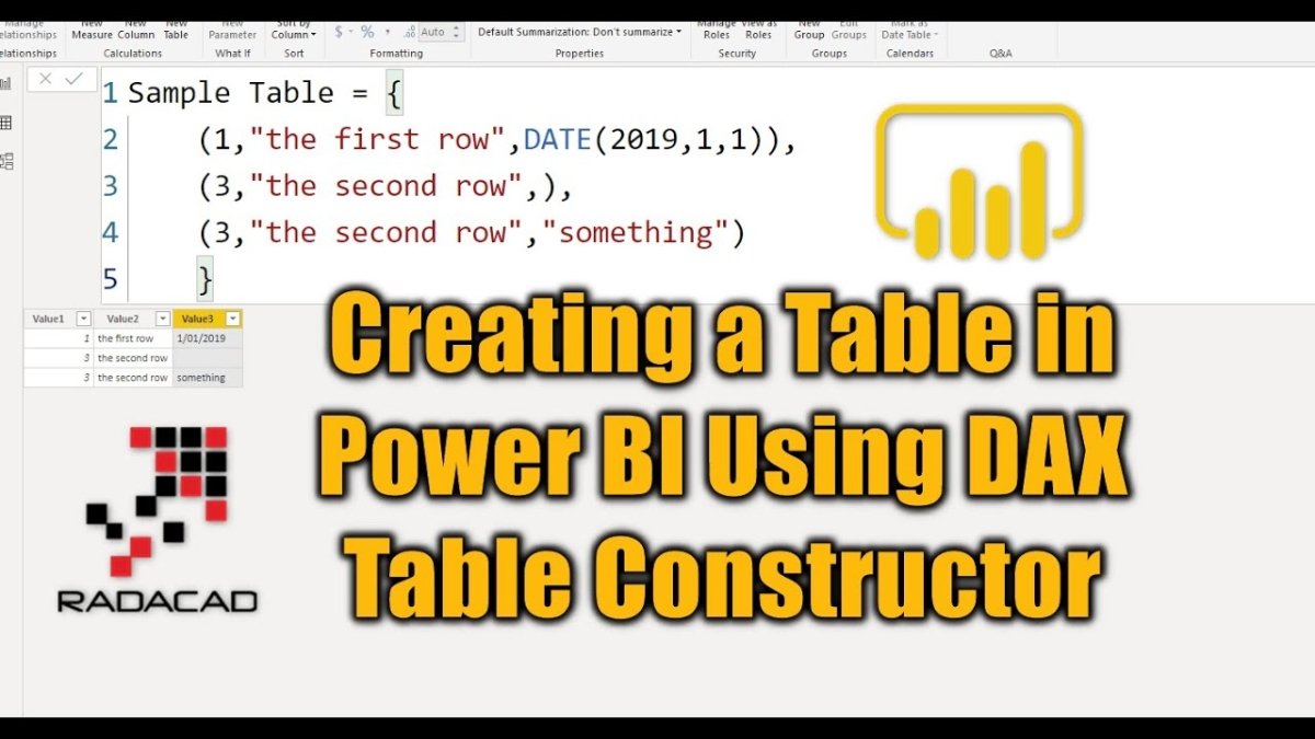 How To Create A Table In Power Bi Manually