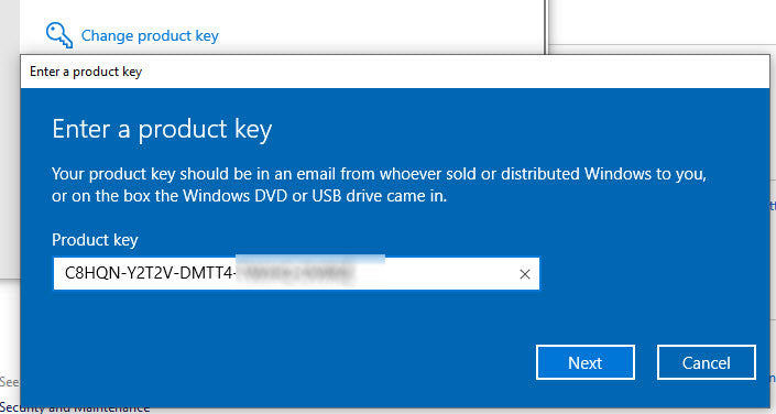 product key win 10 enterprise