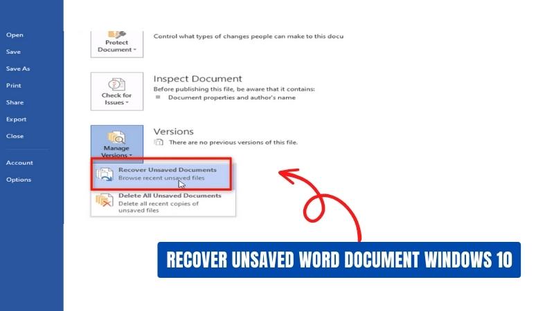 How To Recover Unsaved Word Document Windows 10