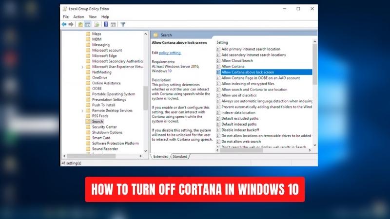 How To Turn Off Cortana In Windows 10