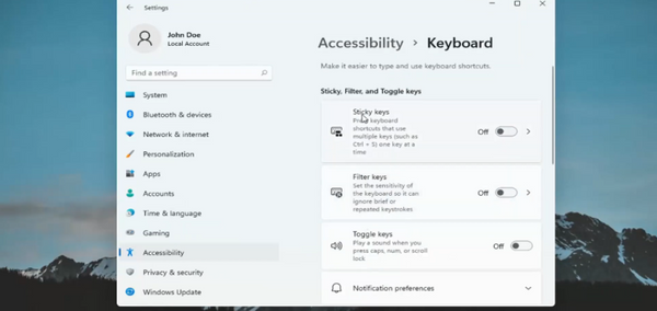 How to Turn Off Sticky Keys Windows 11