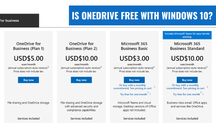 Is Onedrive Free With Windows 10?