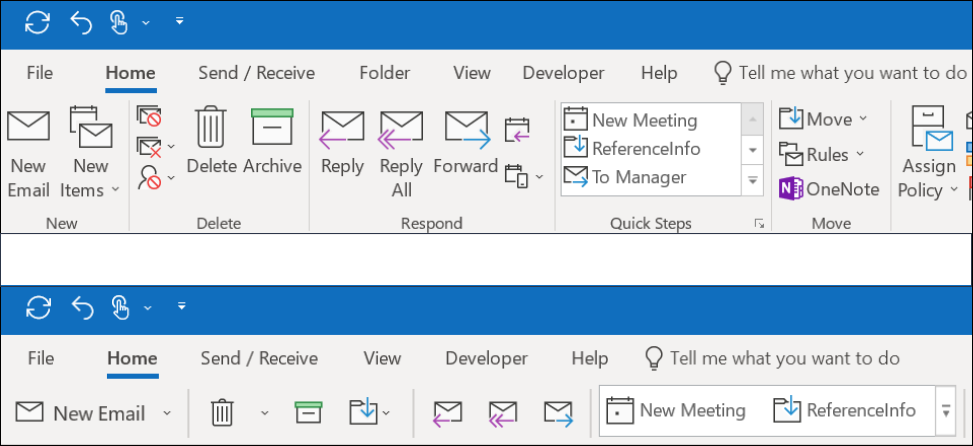 Where is the Ribbon in Outlook?