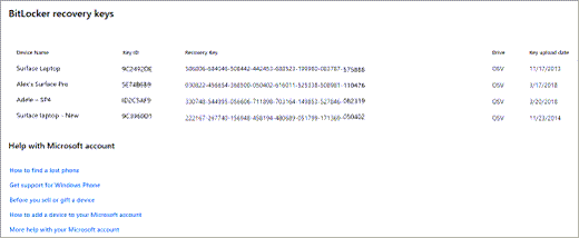 Where to Find Bitlocker Recovery Key in Microsoft Account?
