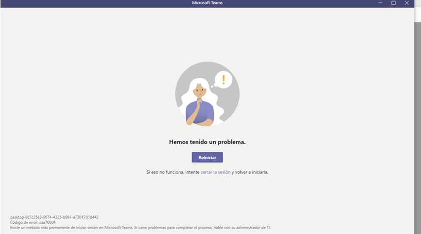 Microsoft Teams Error Code Caa70004?