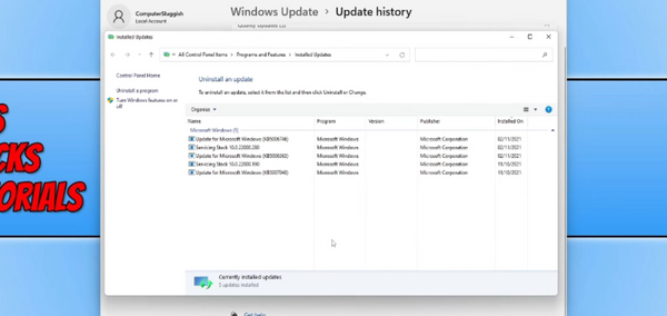 how to undo windows 11 update